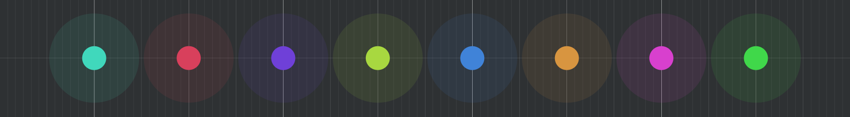 The first 8 channel colors represented on cursors