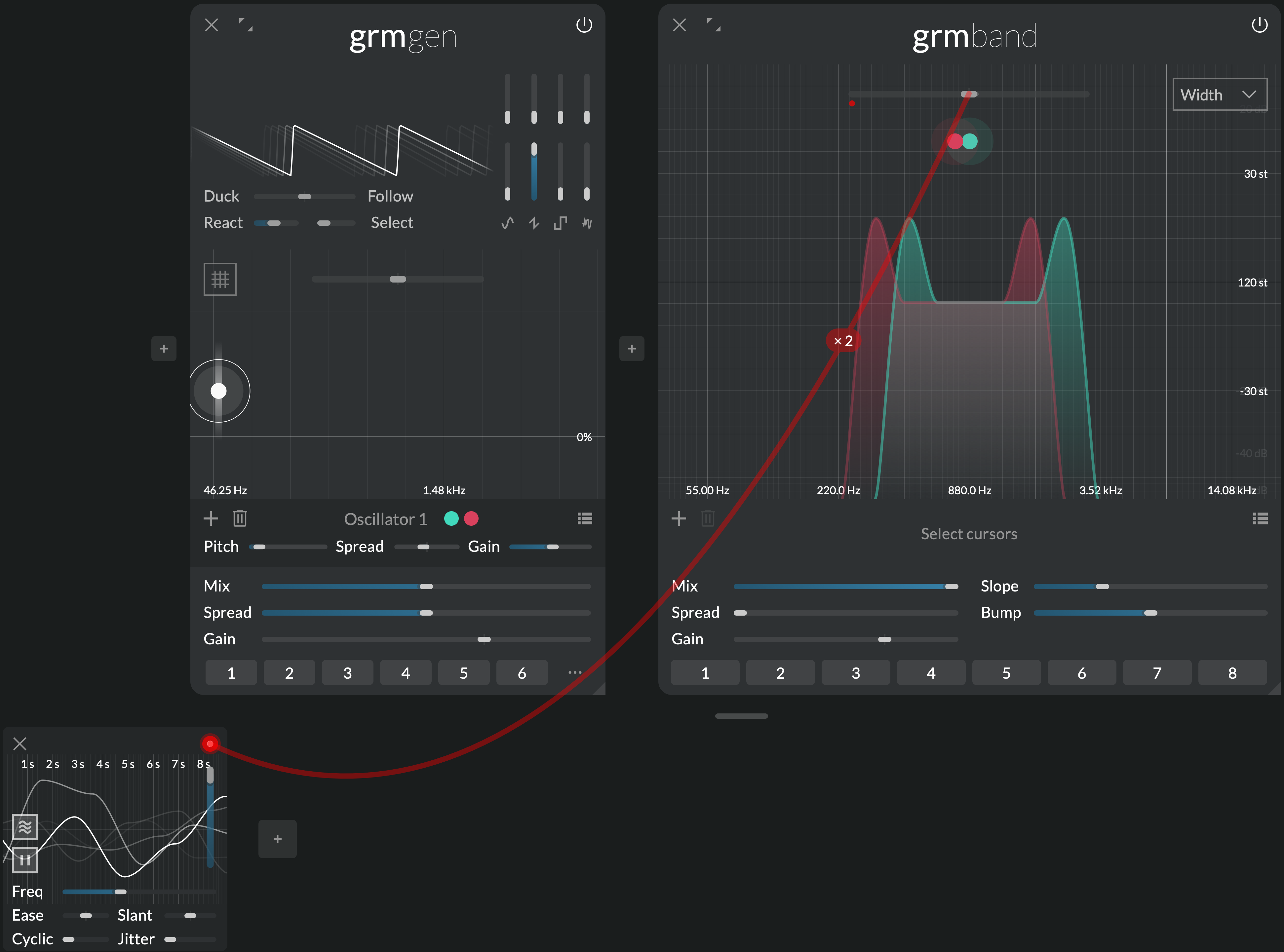 Screenshot of Band with two agitated bumpy bands