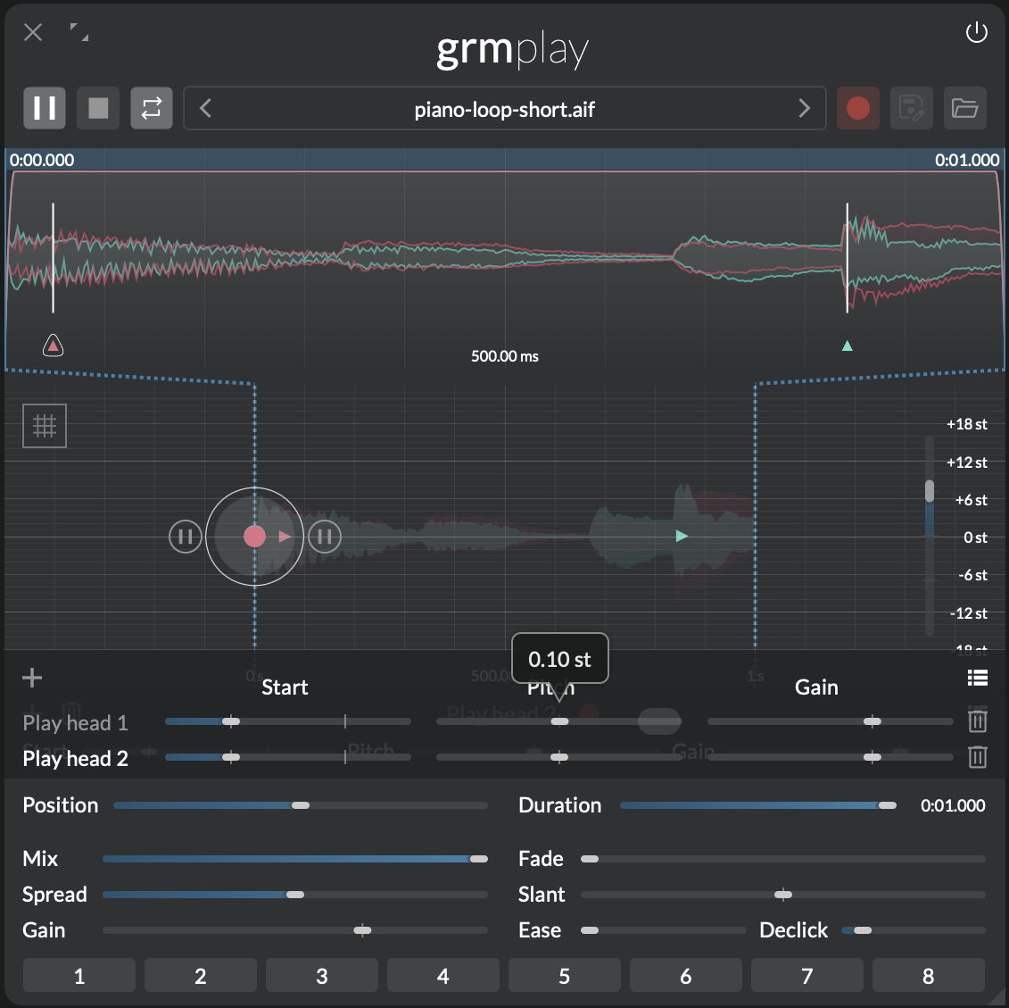 Screenshot of Play with two playheads with slight difference in pitch